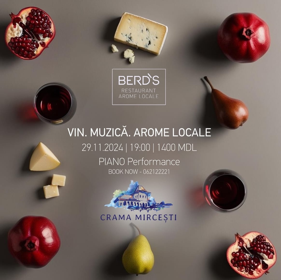 29 noiembrie, 19:00 - BERD`S // Vin. Muzică. Arome locale