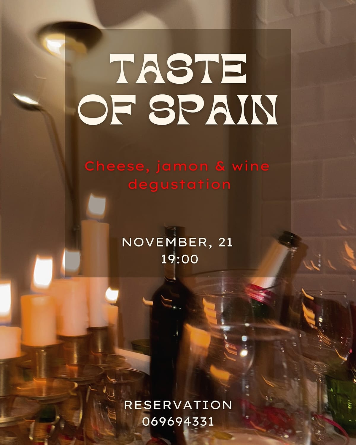 21 noiembrie, 19:00 - Tapasito // Taste of Spain: Degustare de jamon, cașcaval și vin